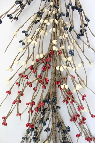 Evron International EV-1005R Primitive Pip Berry Garland for Independent Day- Red, White, and Blue…