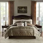 Madison Park Essentials - Zara 16 Piece Jacquard Complete Bedding Set with 2 Sheet Sets - Brown - Cal King