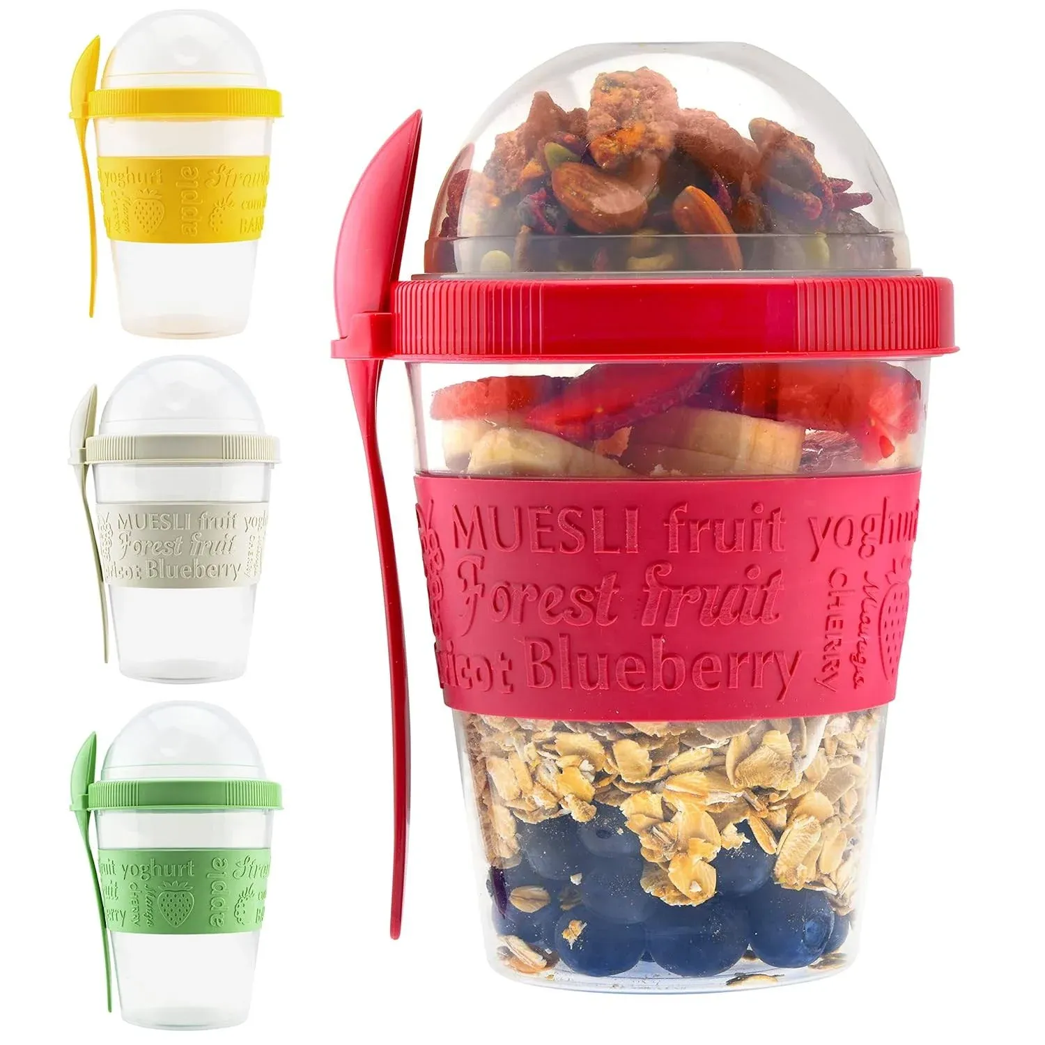 20 oz Overnight Oats Container with Lid, Set of 4 Crunch Cups to Go, Portable Pa