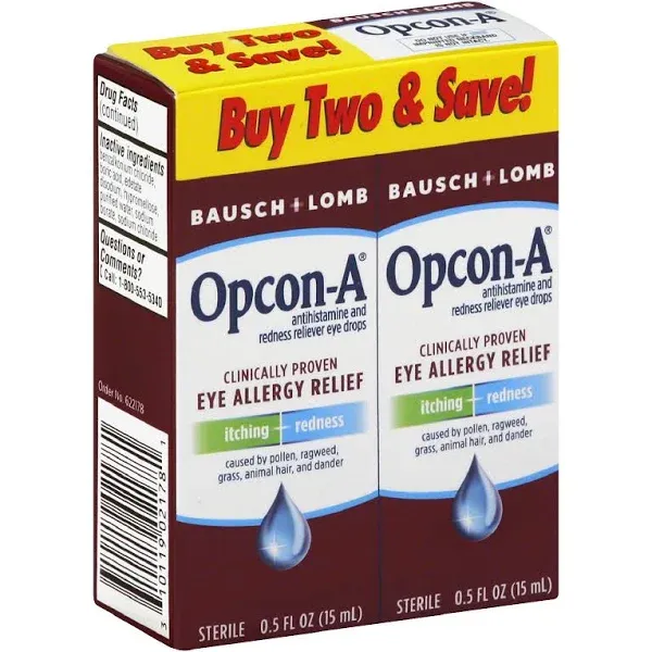 Opcon-A Eye Allergy Relief Eye Drops - 2 pack, 0.5 fl oz bottles