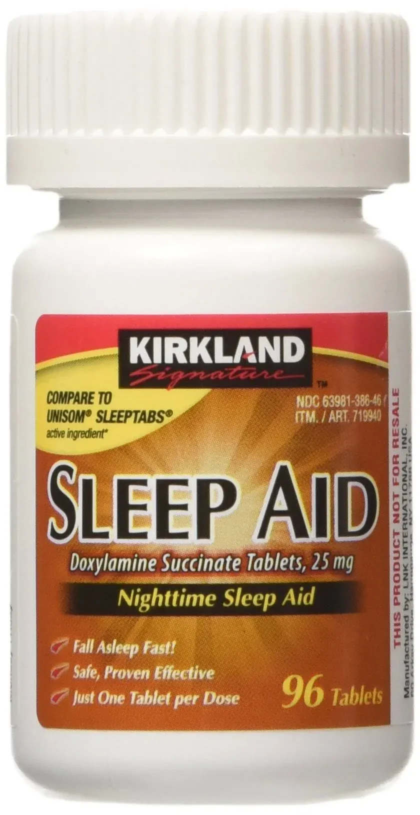 Sleep Aid Doxylamine Succinate 25 Mg X Tabs (53201812) No Flavor 96 Count, Pa...