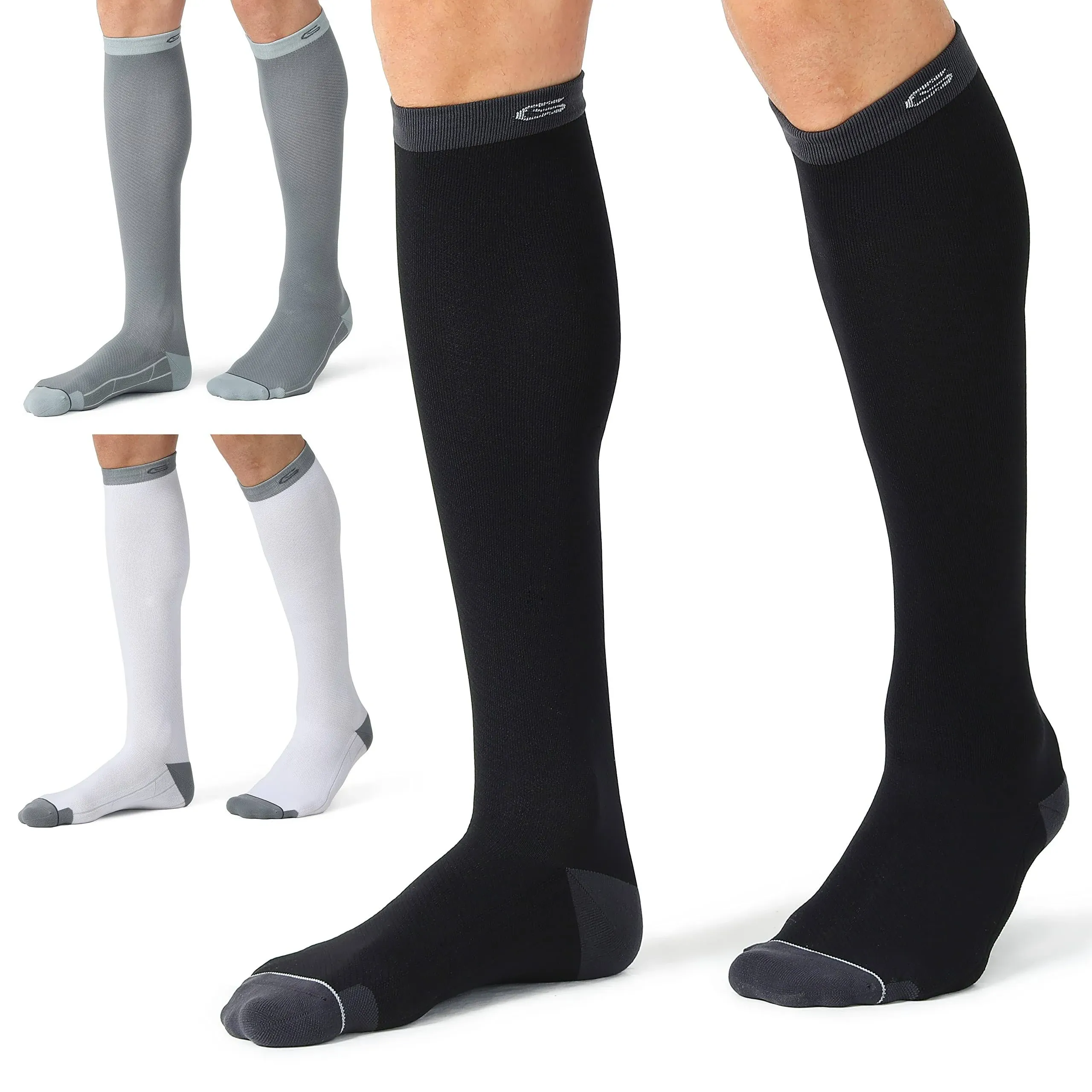 CS CELERSPORT 3 Pairs Compression Socks 20-30mmHg for Men Women Circulation Socks ...