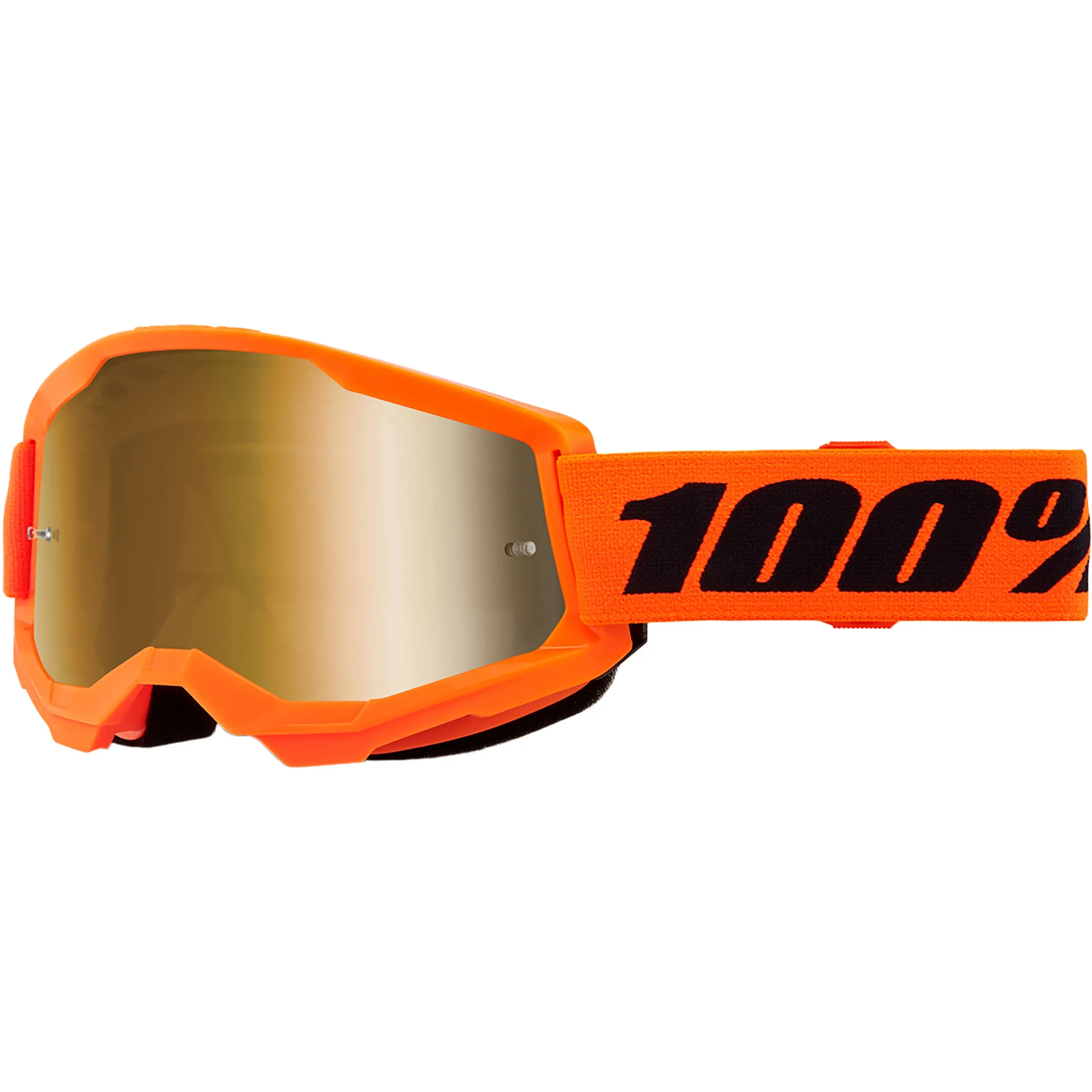 100% Strata 2 Goggles - Neon Orange/Mirror Gold