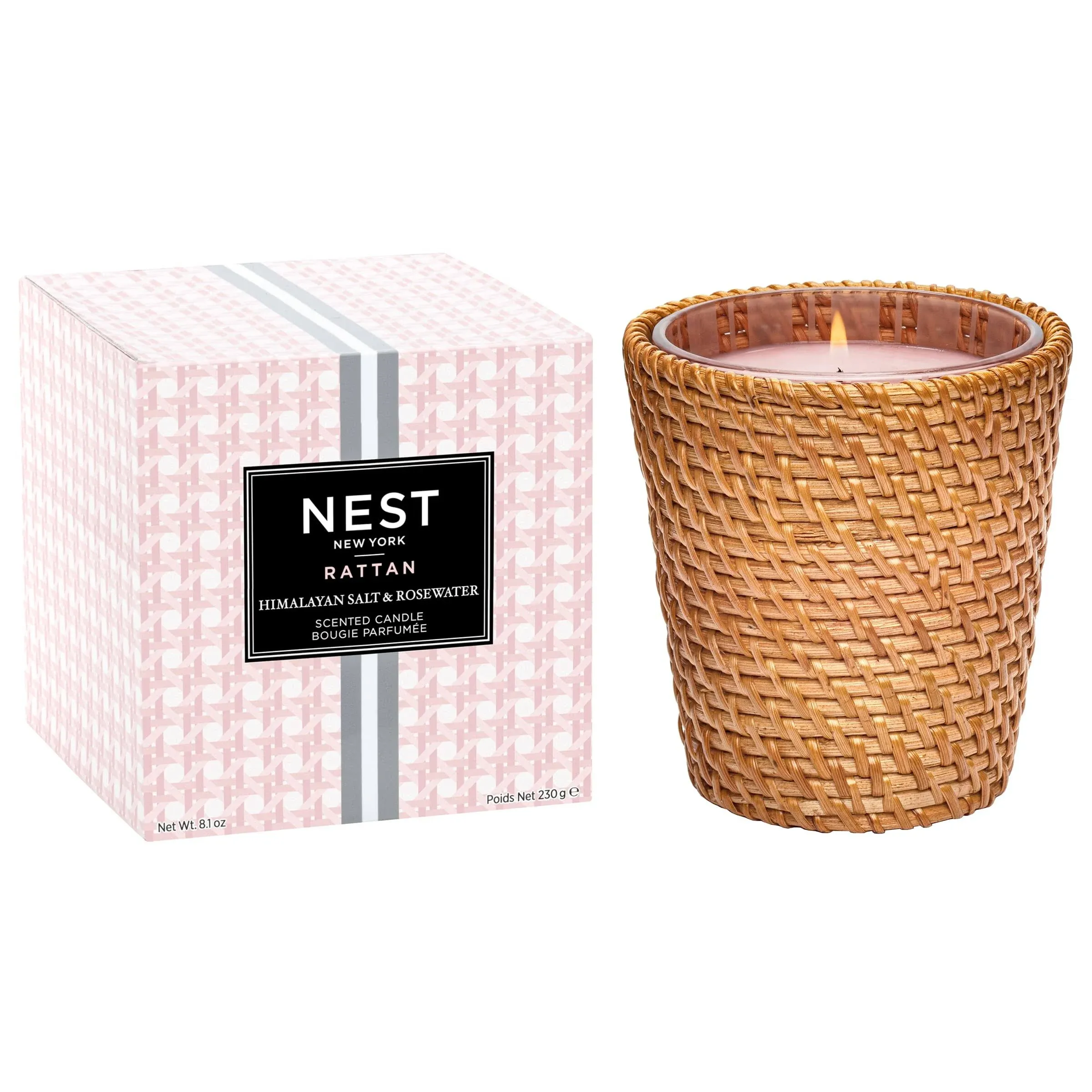 Nest New York Rattan Himalayan Salt & Rosewater Classic Candle