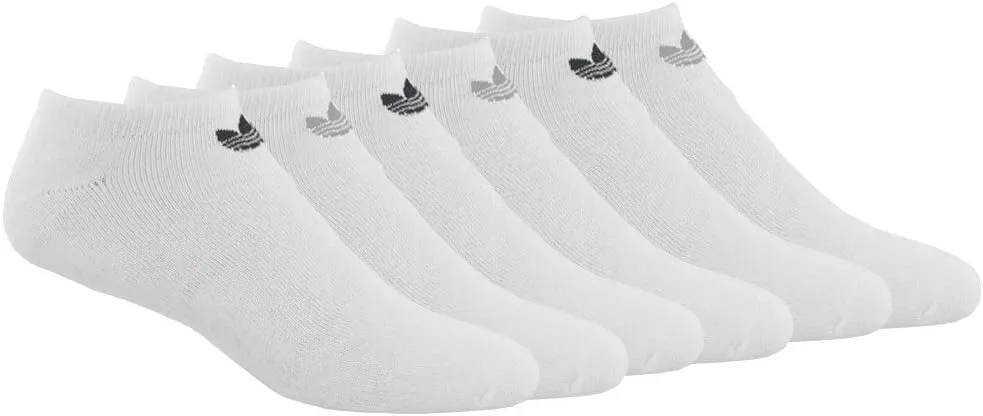 Adidas Originals Women's No Show Socks (Pack of 6) (White/5144790A, Women's Sock size 5-10)