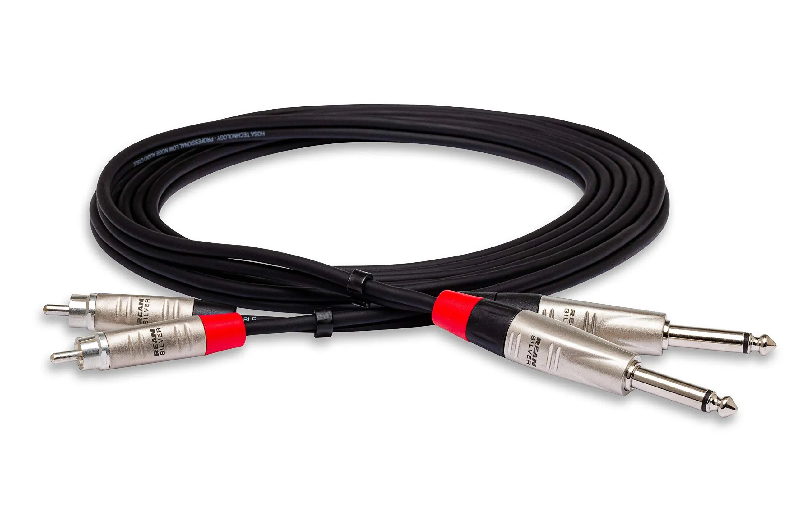 Hosa HPR-003X2 Dual REAN 1/4" TS Male to RCA Stereo Interconnect Cable - 3' | Reverb