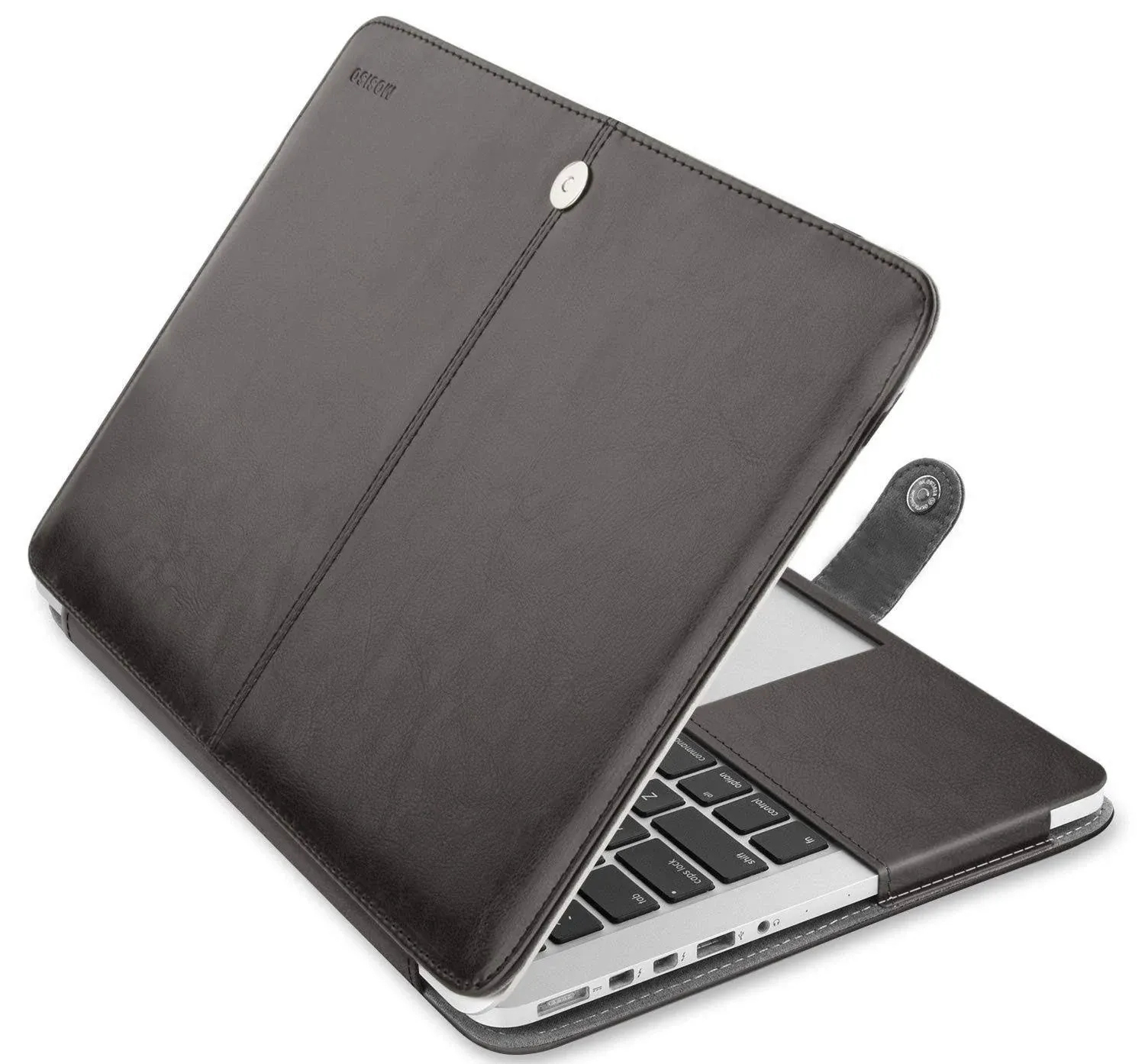 MOSISO Compatible with MacBook Pro Retina 13 inch Case A1502 A1425 2015-2012 Release, PU Leather Portfolio Protective Stand Cover Sleeve, Black