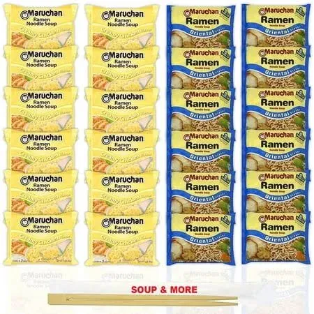 Maruchan Ramen Instant Noodle Soup Variety, 2 Flavors - 12 Packs Creamy Chicken ...