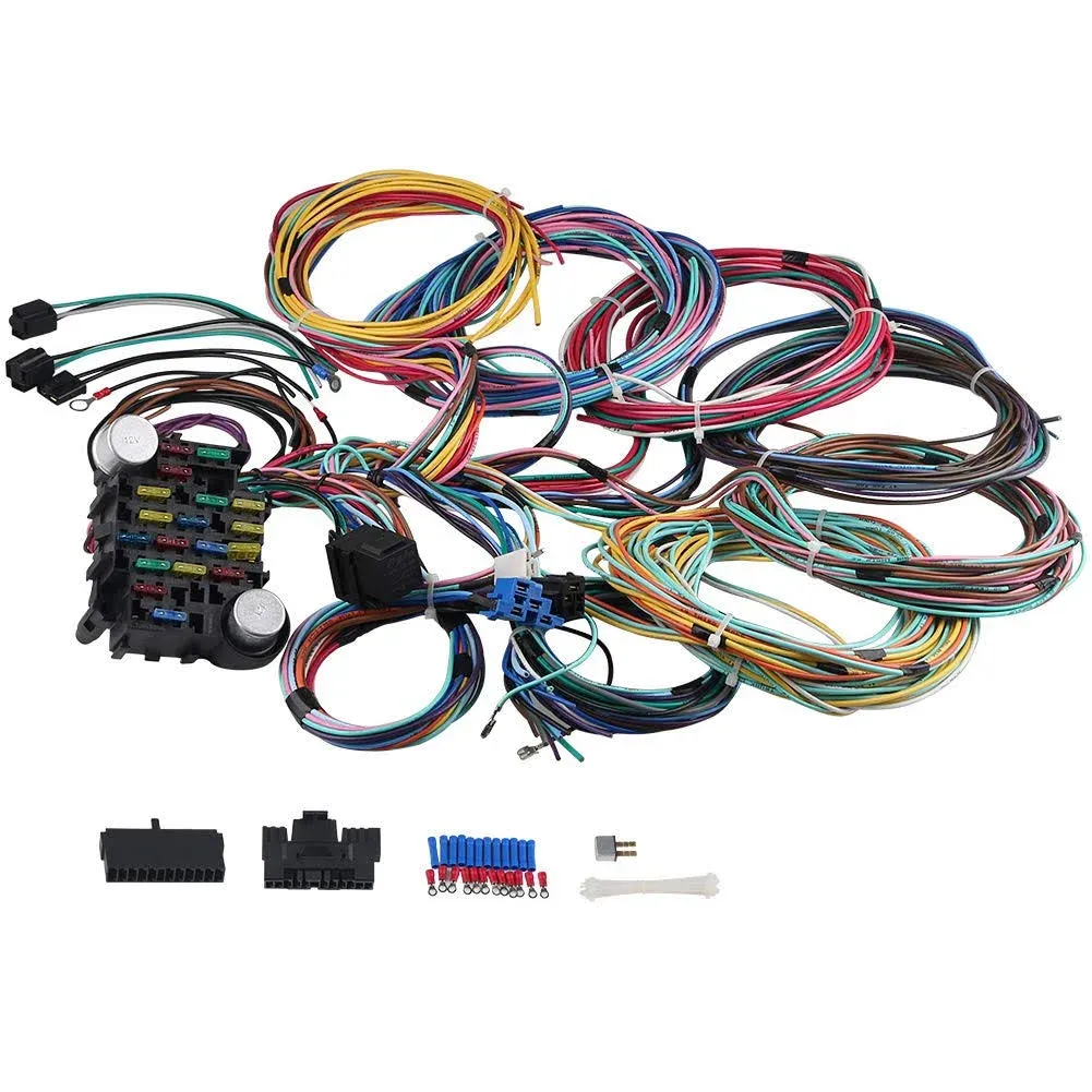 WMPHE 21 Circuit Wiring Harness Long Wires Painless Wiring Harness Kit 18 Fuses