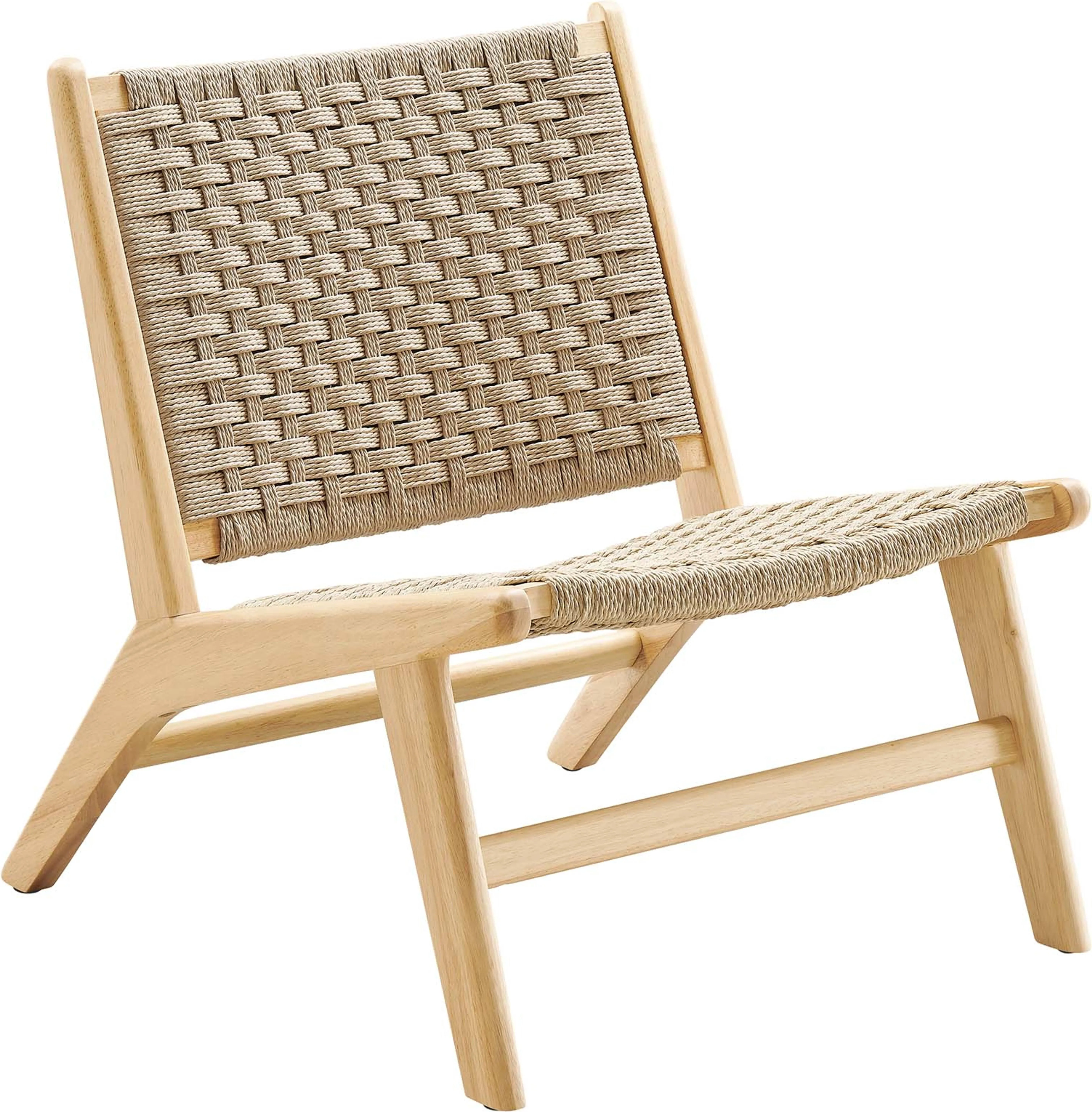 Saoirse Woven Rope Wood Accent Lounge Chair - Natural Natural