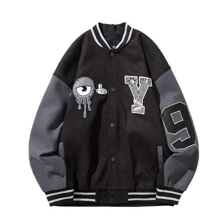 PAROSEN Varsity Jacket for Women Y2K unisex Bomber Baseball Uniform Graphic ...