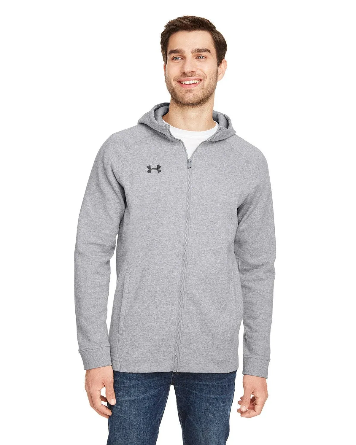 New Under Armour Black Full Zip Fleece Hoodie Cold Gear Men&#039;s Hustle Multi Sizes