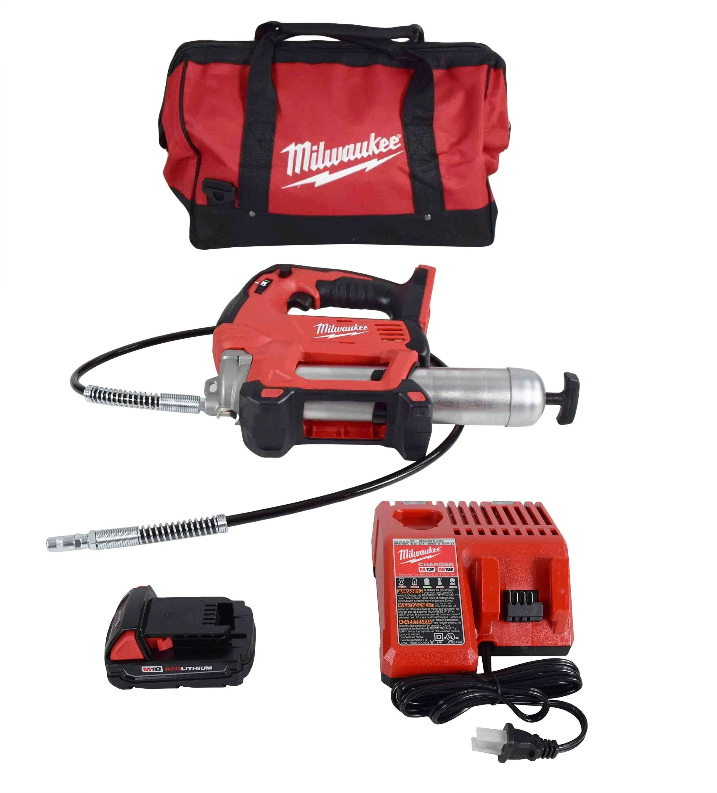 Milwaukee M18 Cordless 2-Speed Grease Gun Kit w/ one REDLITHIUM Battery 2464-21CT