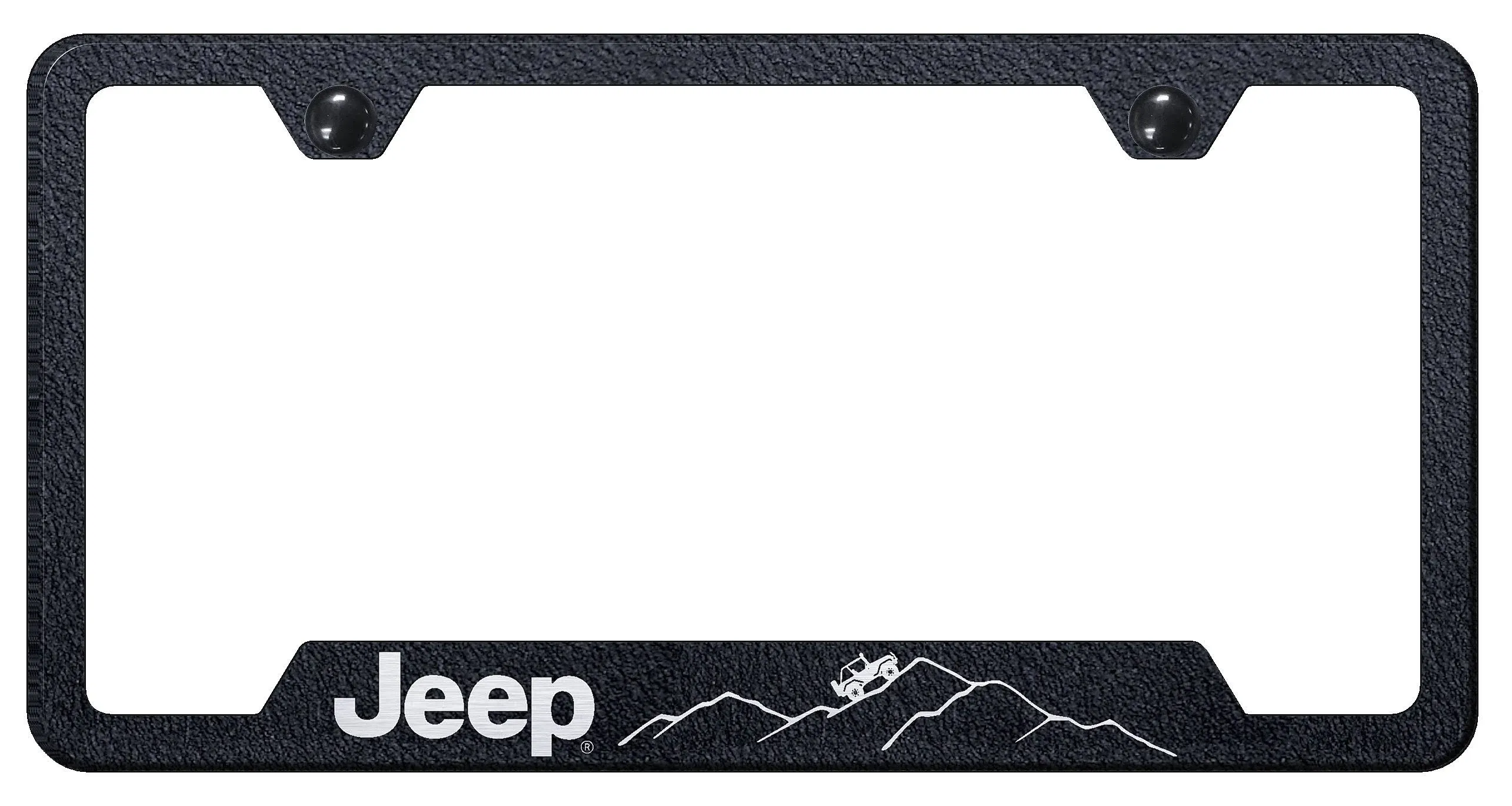 Jeep Mountain Laser Etched Cut-Out Black Stainless Steel License Plate Frame