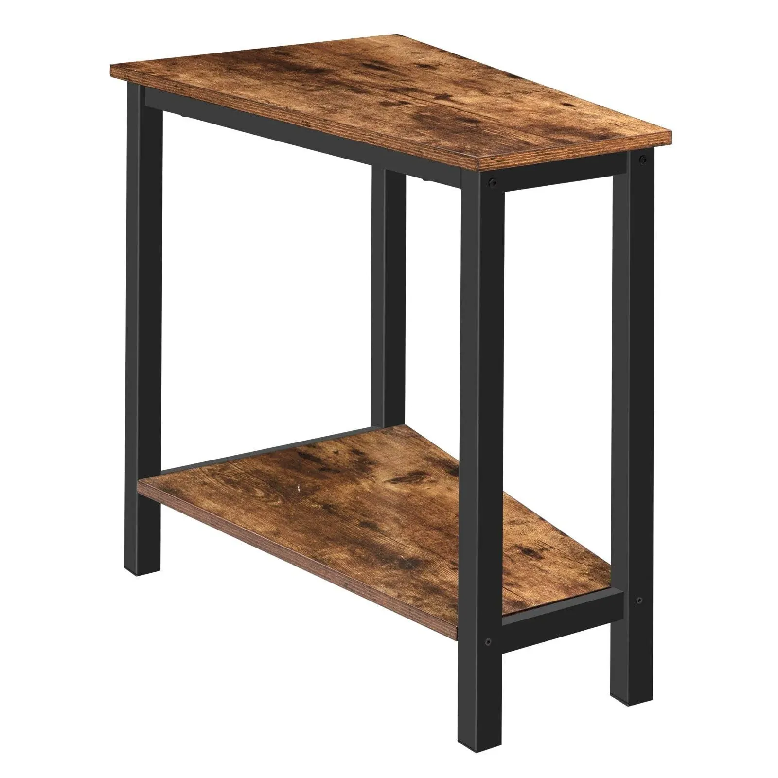 HOOBRO Wedge End Table, Recliner Wedge Side Table with Storage, Industrial Trian