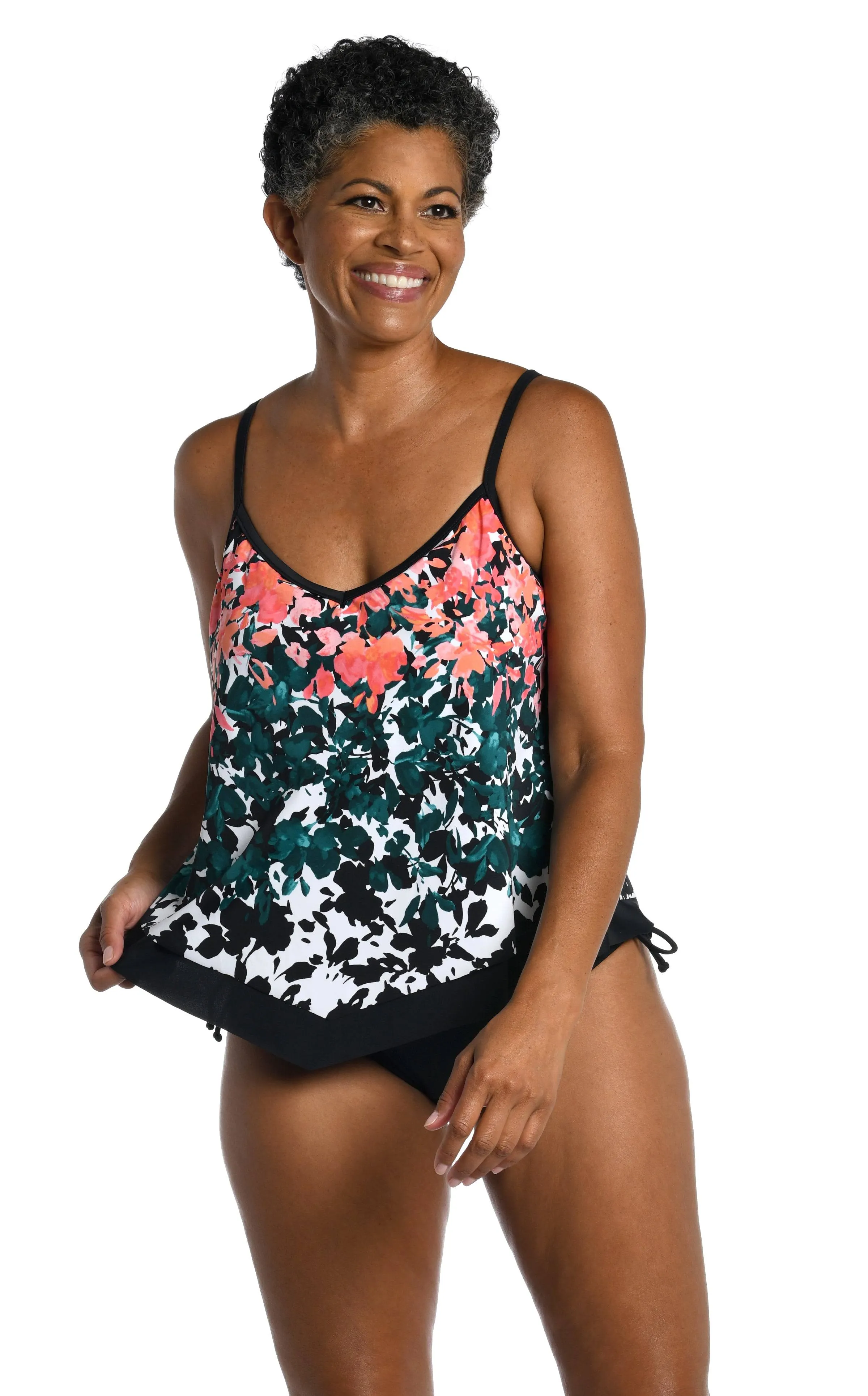 Floating Flowers Flutter Hem Tankini Top - FINAL SALE