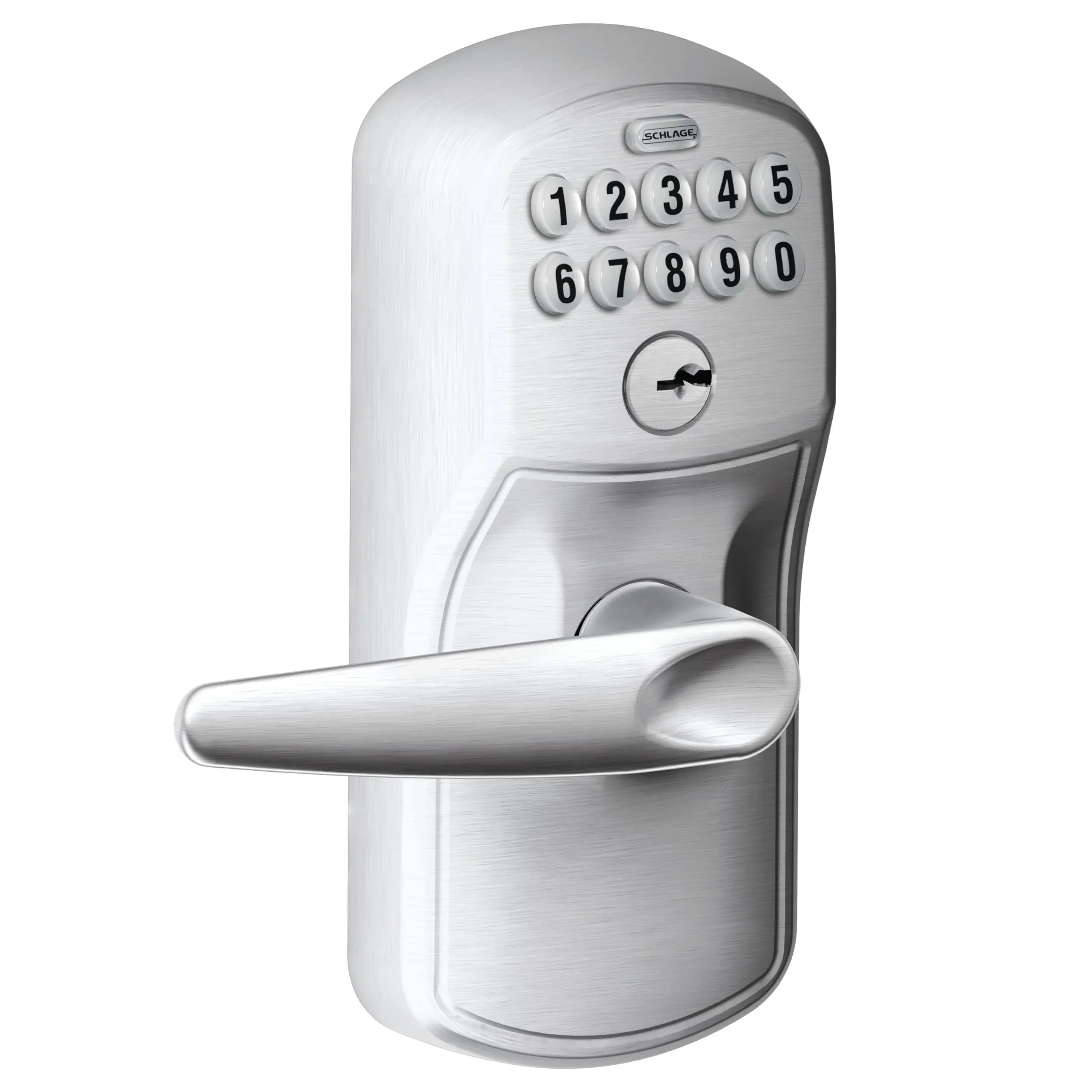 SCHLAGE FE575 PLY 626 ELA Plymouth Keypad Entry with Auto-Lock and Elan Levers, Brushed Chrome