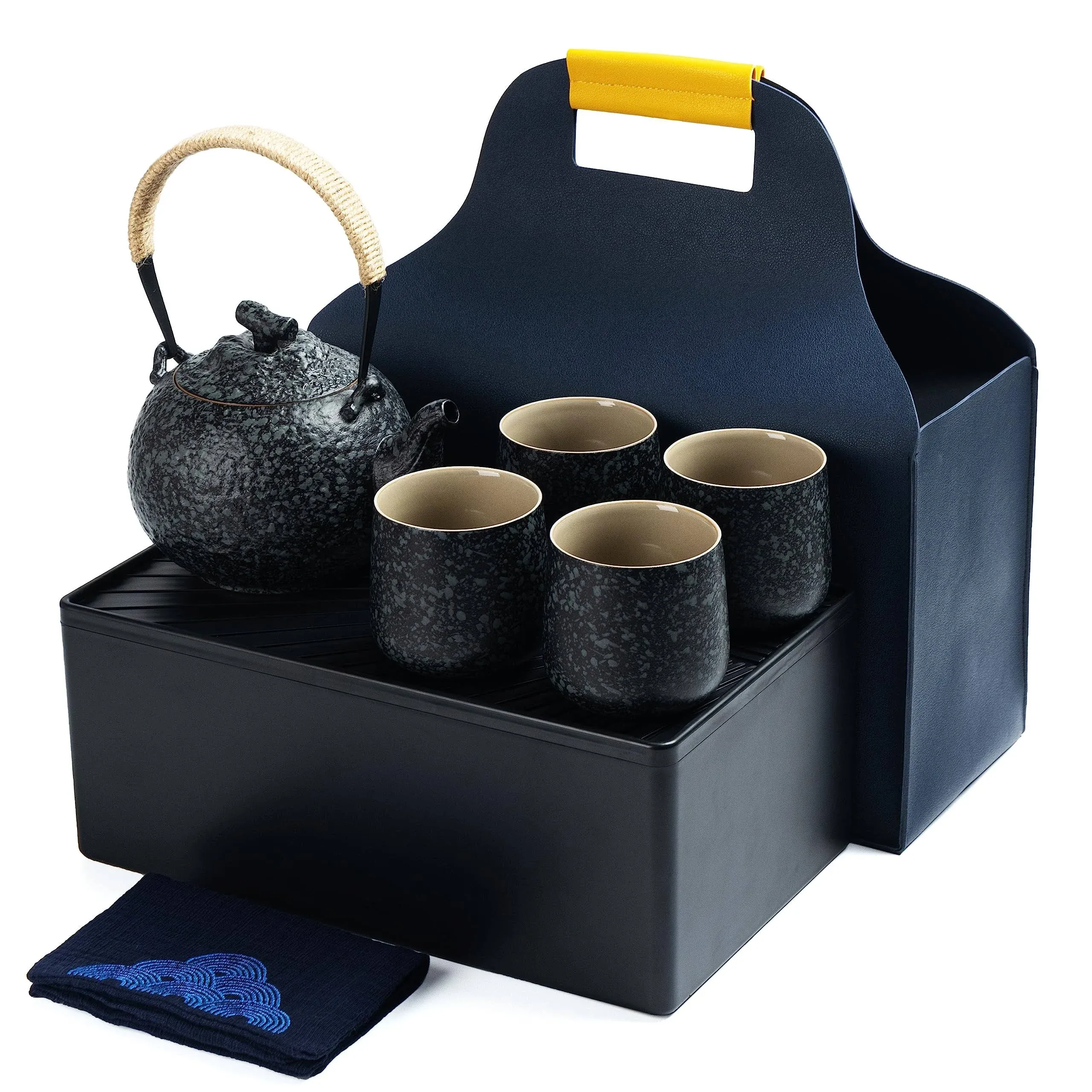 TEANAGOO Japanese Tea Set, Chinese Tea Sets, Japanese Teapot Set, Porcelain Asian Tea Set for Adults, Tea Sets for Women Tea Party, 1 Teapot (700ml/25oz) + 4 Tea Cups(205ml/7.2oz), Charcoal Grey, U2