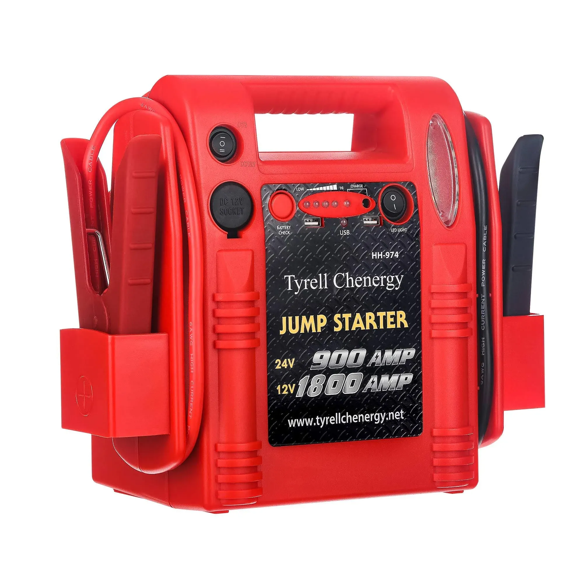 Tyrell Chenergy 1800/900 Peak Amp 12V/24V Jump Starter, Truck Battery Booster...