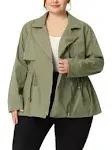 Agnes Orinda Plus Size Anorak Jackets for Women Drawstring Waist Trench Coat Utility Jacket ST Patrick's Day