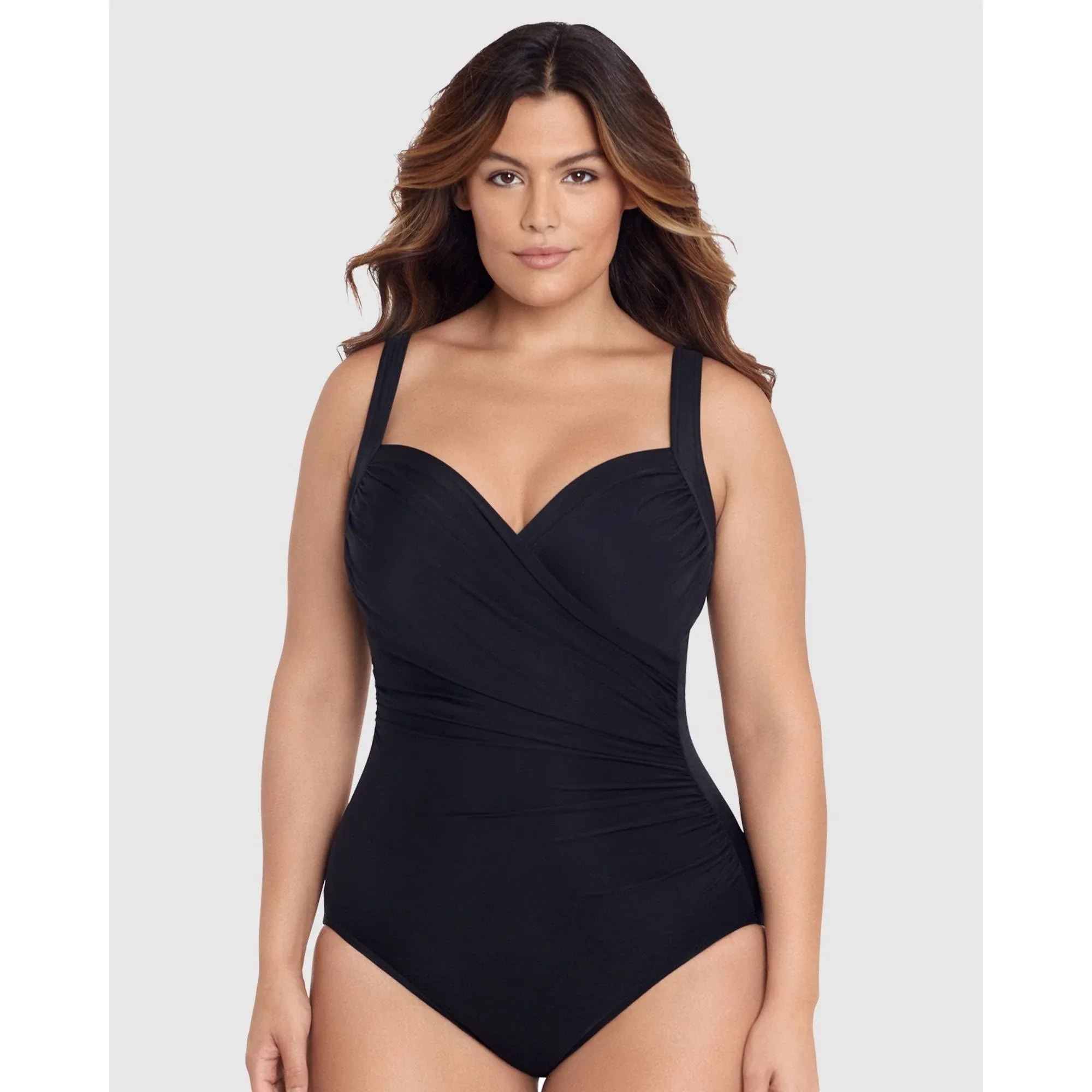 Miraclesuit Women's Plus Size Swimwear Solid Sanibel Sweetheart Neckline One Piece Swimsuit