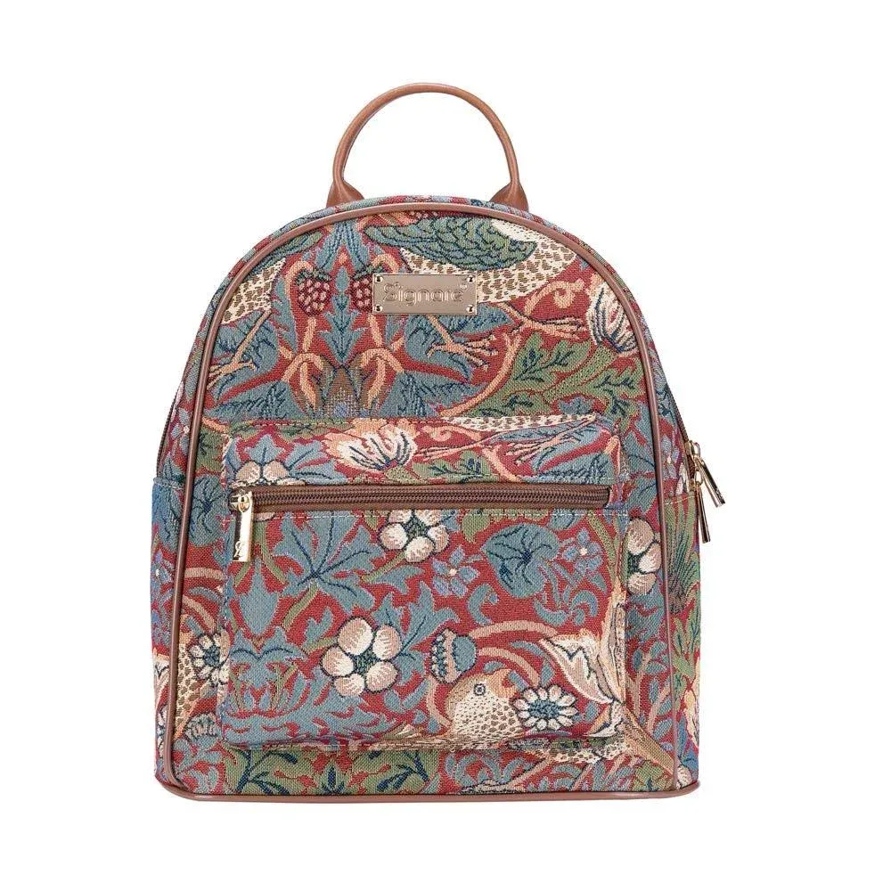 Signare Tapestry Women Backpack Rucksack Casual Daypack Strawberry Thief Red (DAPK-STRD)