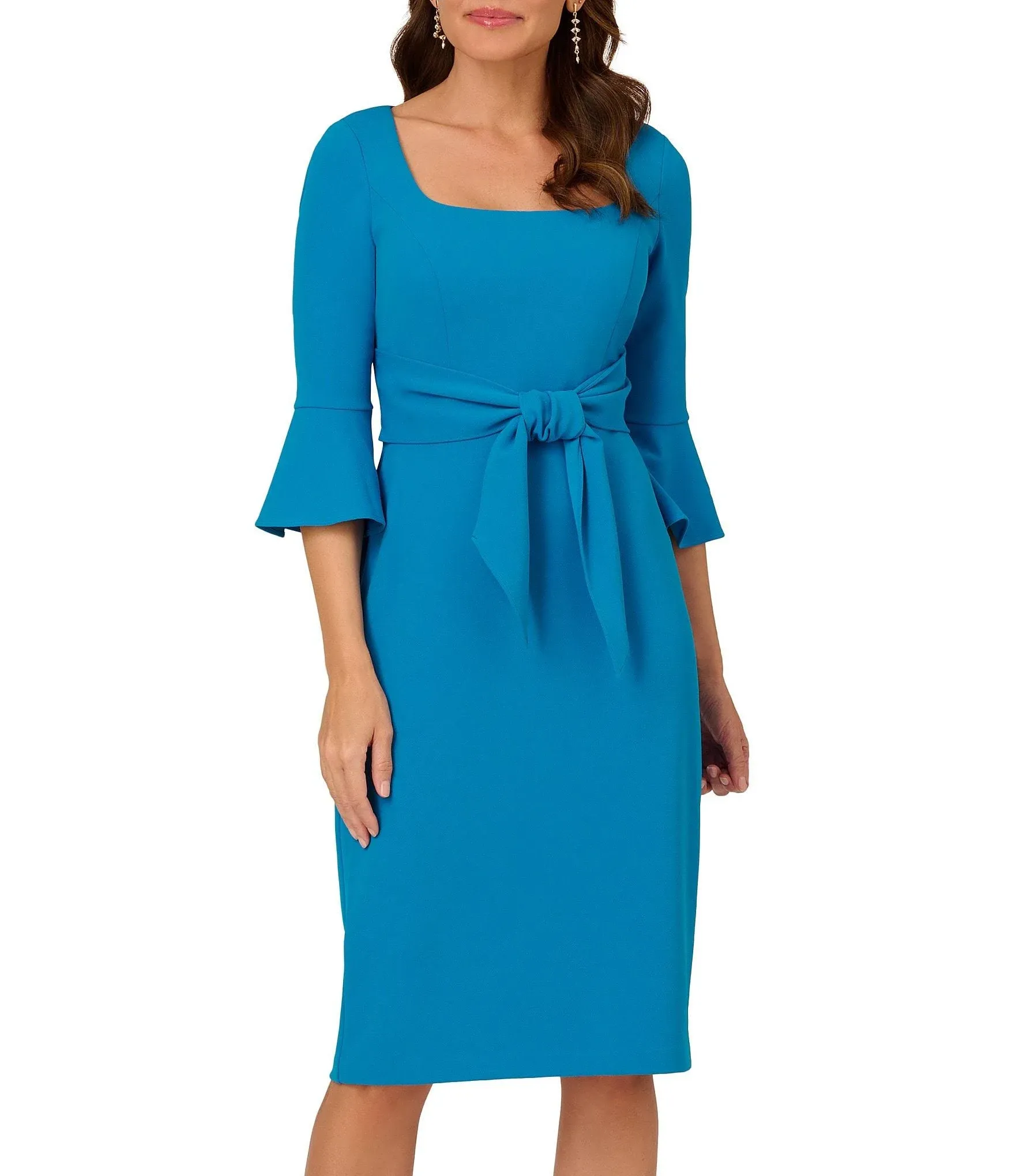 Adrianna Papell Women's Bell Sleeve Tie Front Dress