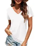 Elesomo Women Shirts V Neck Short/Long Sleeve Cotton Tops T-Shirt Basic Tees