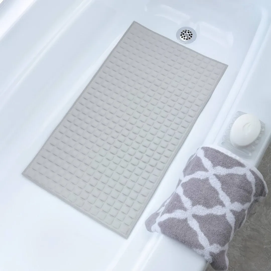 SlipX Solutions Pillow Top Plus Bath Mat, Luxury Non-Slip Rubber Tub Mat with Cushioned Comfort Like Standing on Clouds, 200 Strong Hold Suction Cups, Over 700 Air-Filled Pockets, Gray