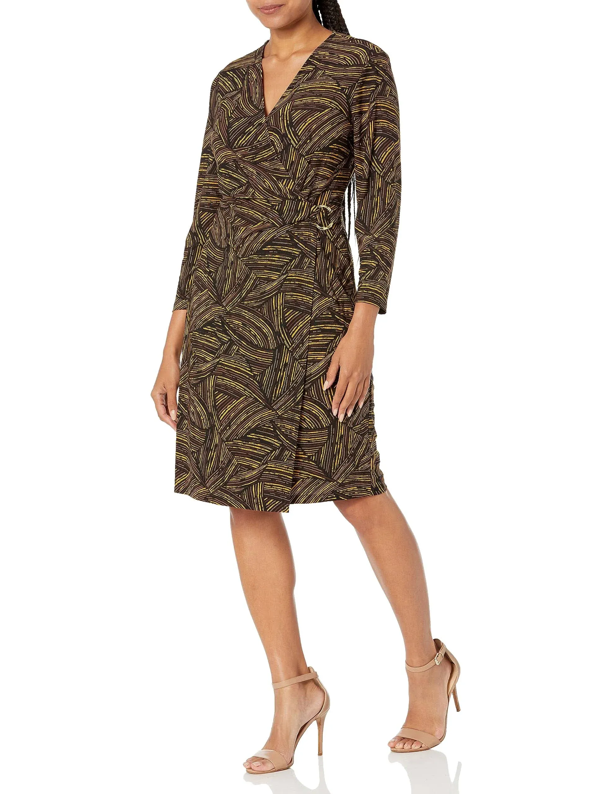 Kasper Women's Printed Signature Wrap Dress