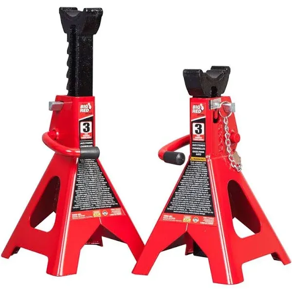 Torin T43002A Big Capacity Double Locking Steel Jack Stands, Red, 3 Ton