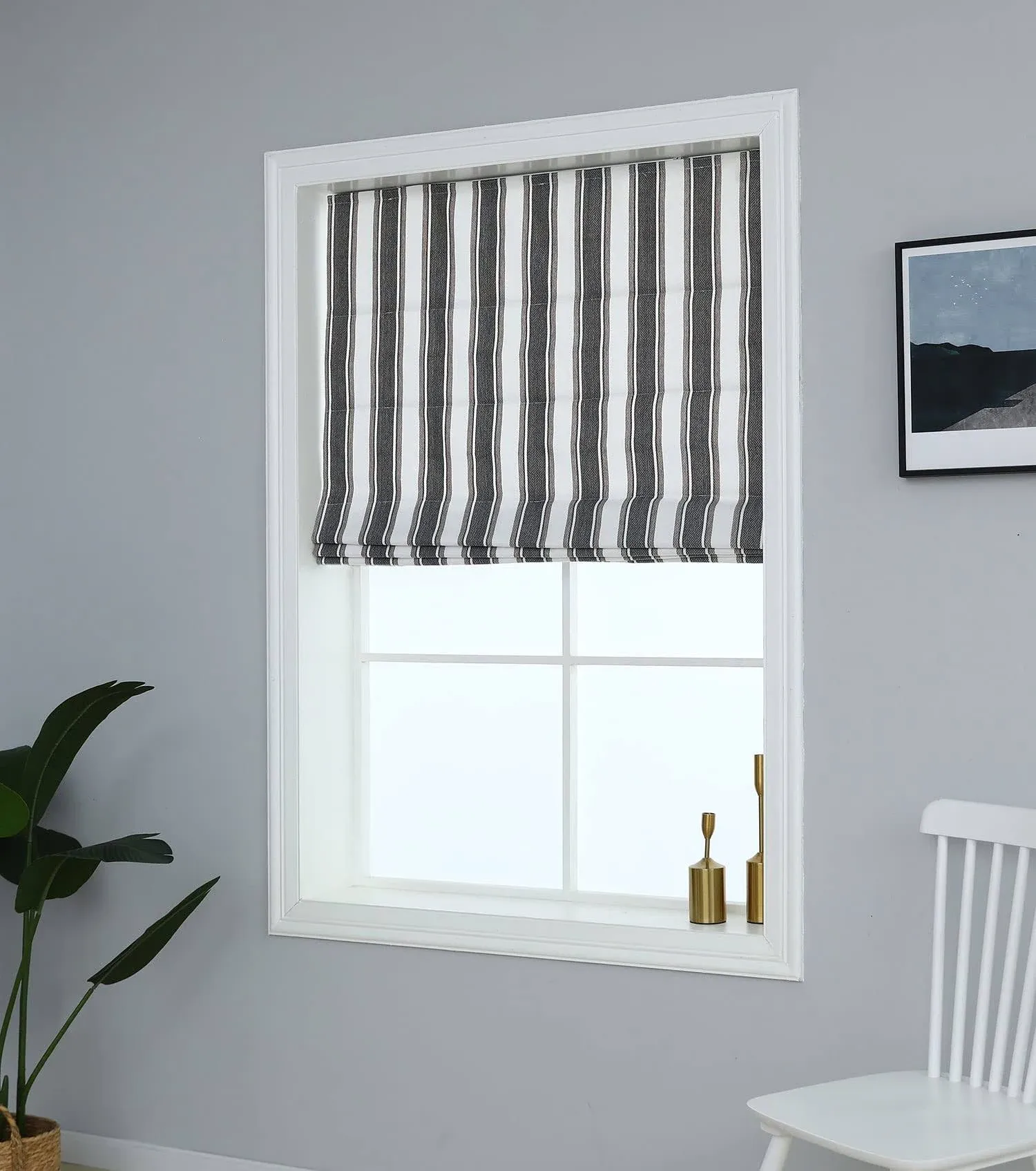 Everyday Celebration Yarn Dyed Roman Shades Blind, Vertical Stripe Room Darkening ...