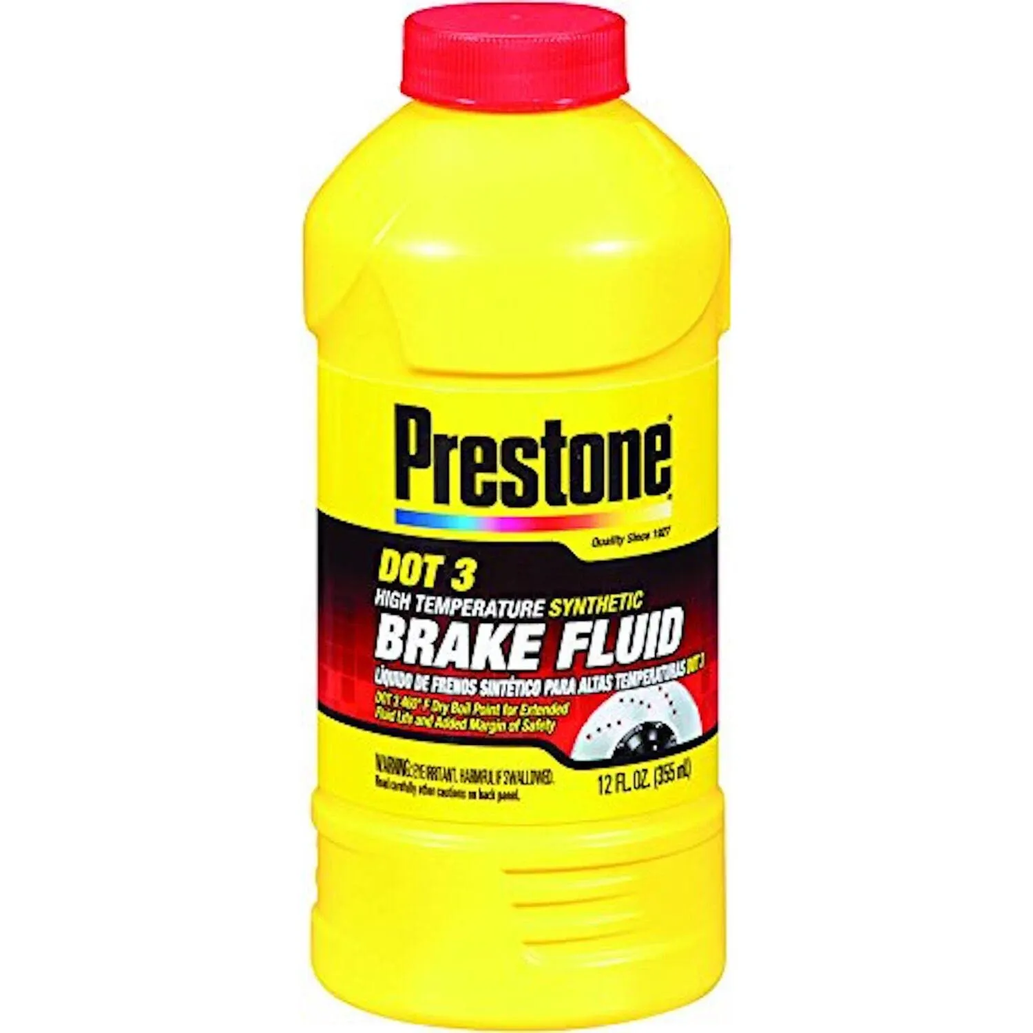 Prestone Brake Fluid DOT3 - 12 fl oz - 50,000 Mile Fluid Life - Prevent Overheating and Brake Fade | AS400Y