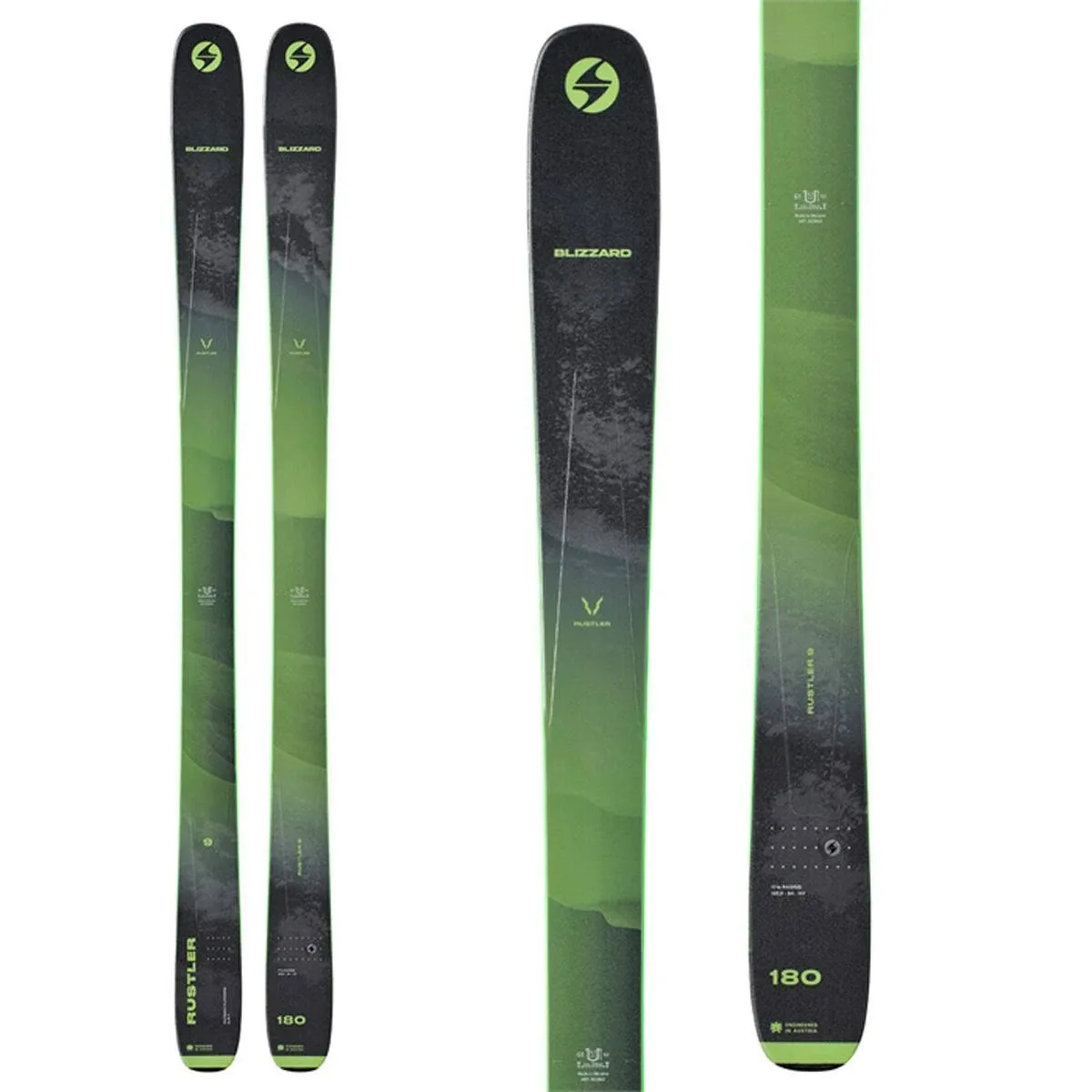 Blizzard Men's 8A226300001 Rustler 9 Freeride Lightweight Green/Anthracite Skis (Bindings Not Included)