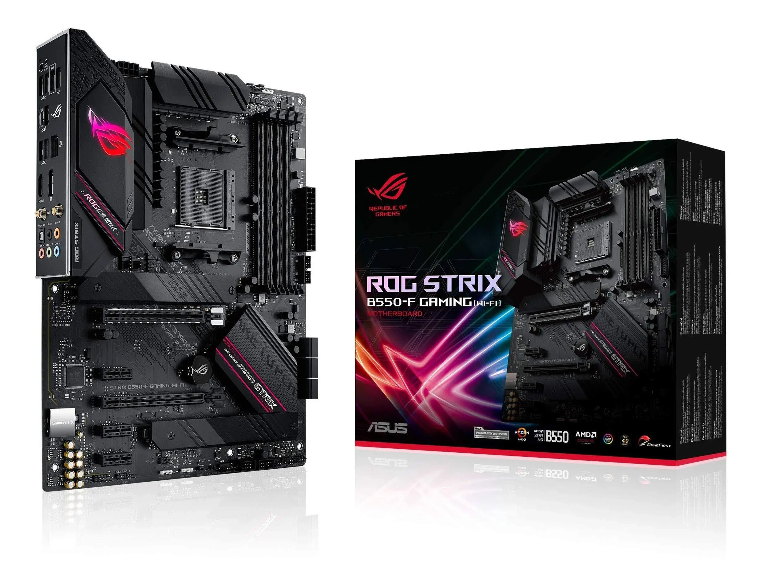 ASUS ROG Strix B550-F Gaming AMD AM4 Zen 3 Ryzen 5000 & 3rd Gen Ryzen ATX Gaming Motherboard (PCIe 4.0, 2.5Gb LAN, BIOS Flashback, HDMI 2.1, Addressable Gen 2 RGB Header and Aura Sync)