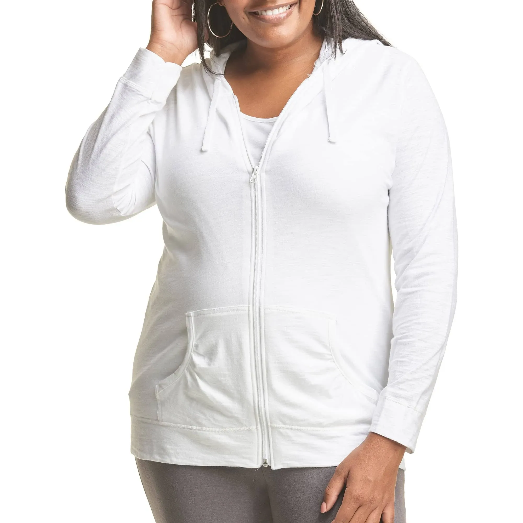 Just My Size Women's Full Zip Slub Hoodie Plus Size