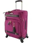 Steve Madden Designer Luggage - Checked Large 28 Inch Softside Suitcase - Expandable for Extra Packing Capacity - Lightweight Bag with Rolling Spinner Wheels (Peek-A-Boo Purple)