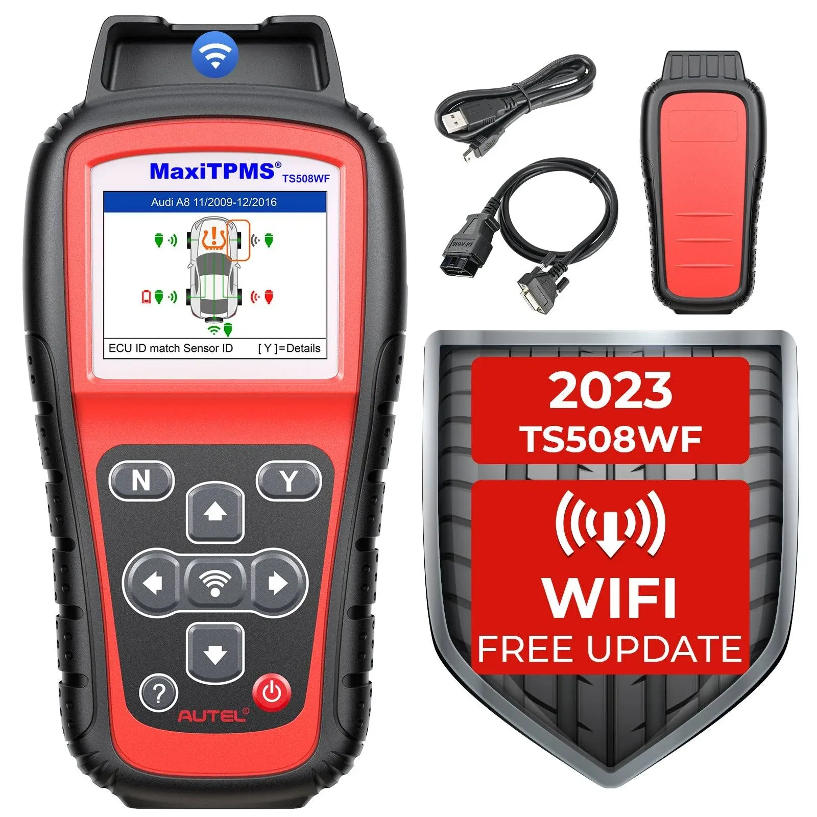 Autel MaxiTPMS TS508 TPMS Relearn Tool TPMS Programming Tool for MX-Sensors (315/433 MHz) Relearn/Activate All Sensors