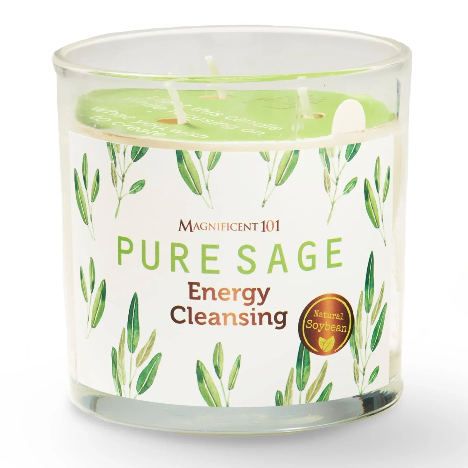 Magnificent 101 Pure Sage Smudge Candle for House Energy Cleansing, Banishes ...