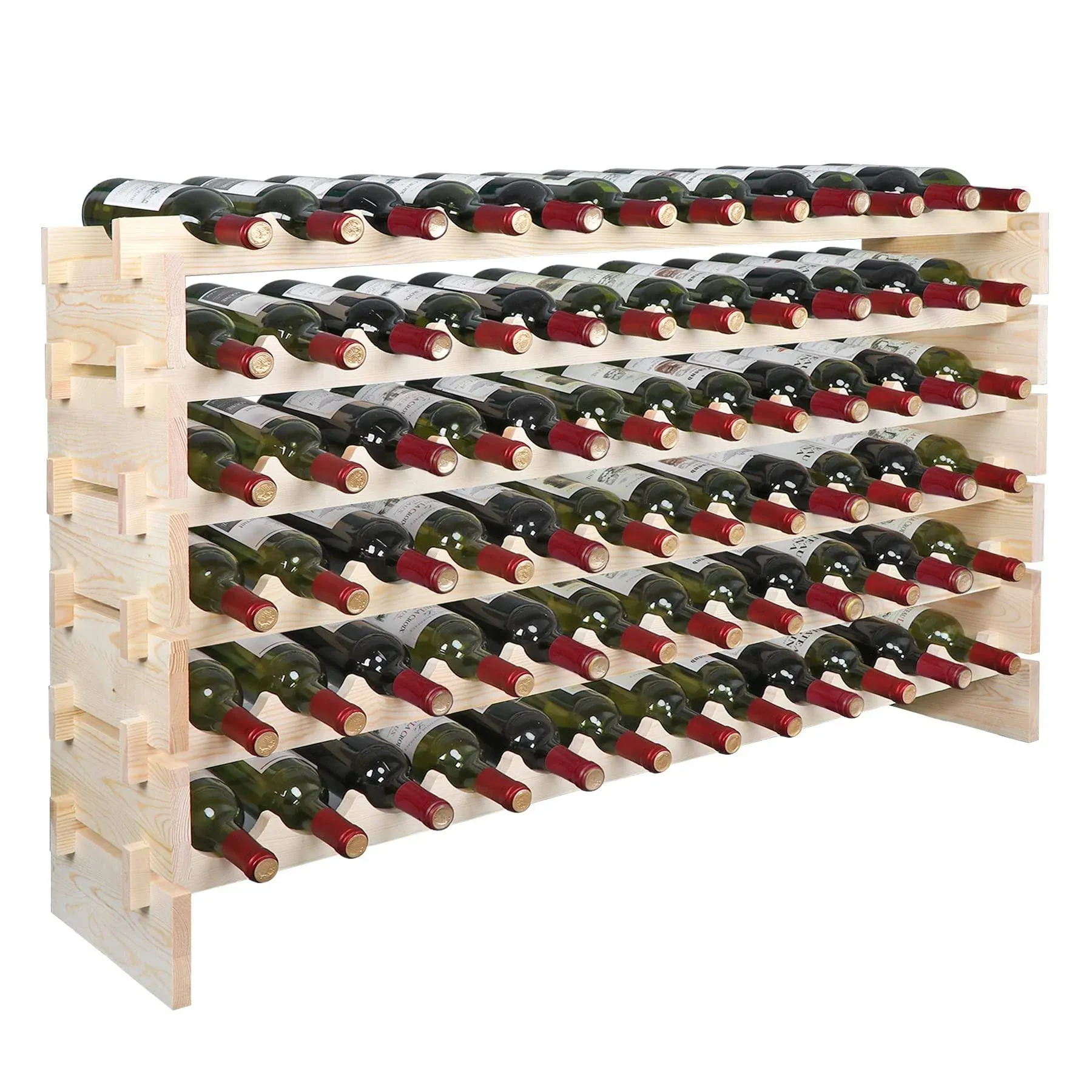 Wine Rack 72/96 Bottle Wooden Stackable Wine Storage Stand Holder Display Shelf