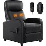 Zunmos Recliner Chair Living Room Chairs Massage Recliner Chairs Adjustable Theater Chairs Padded Seat Backrest PU Leather Winback Single Sofa Modern