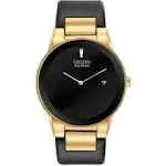 Citizen Men's Eco-Drive Axiom Gold-Tone Black Leather Strap Watch | 40mm | AU1062-05E