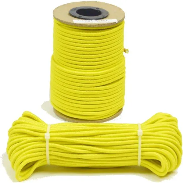 Marine Masters 1/4" x 100' Yellow Bungee Cord - Polyester Marine Grade Heavy Duty ...