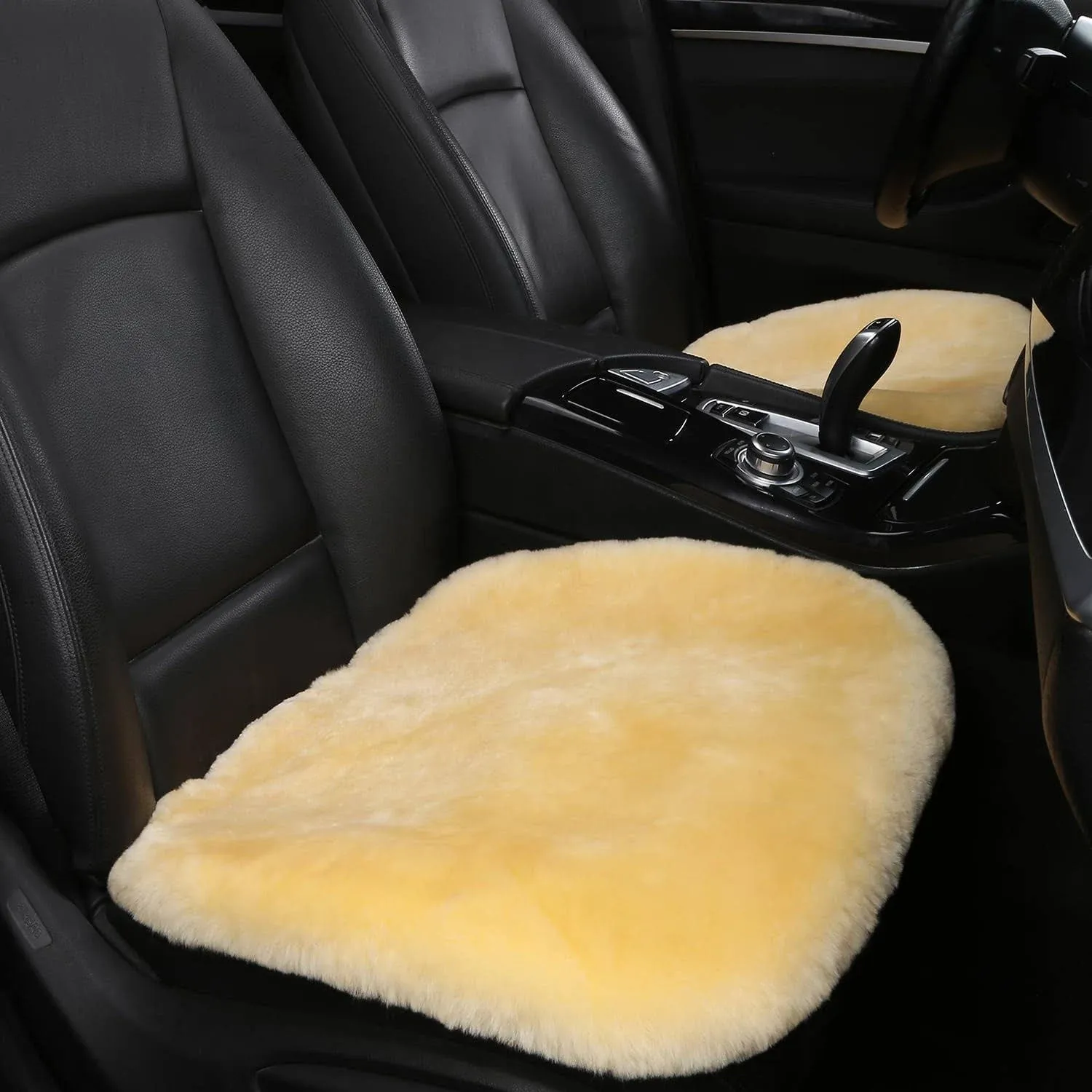 Dotesy Genuine Australia Sheepskin Auto Front Seat Cover Furry Natural Wool Car ...