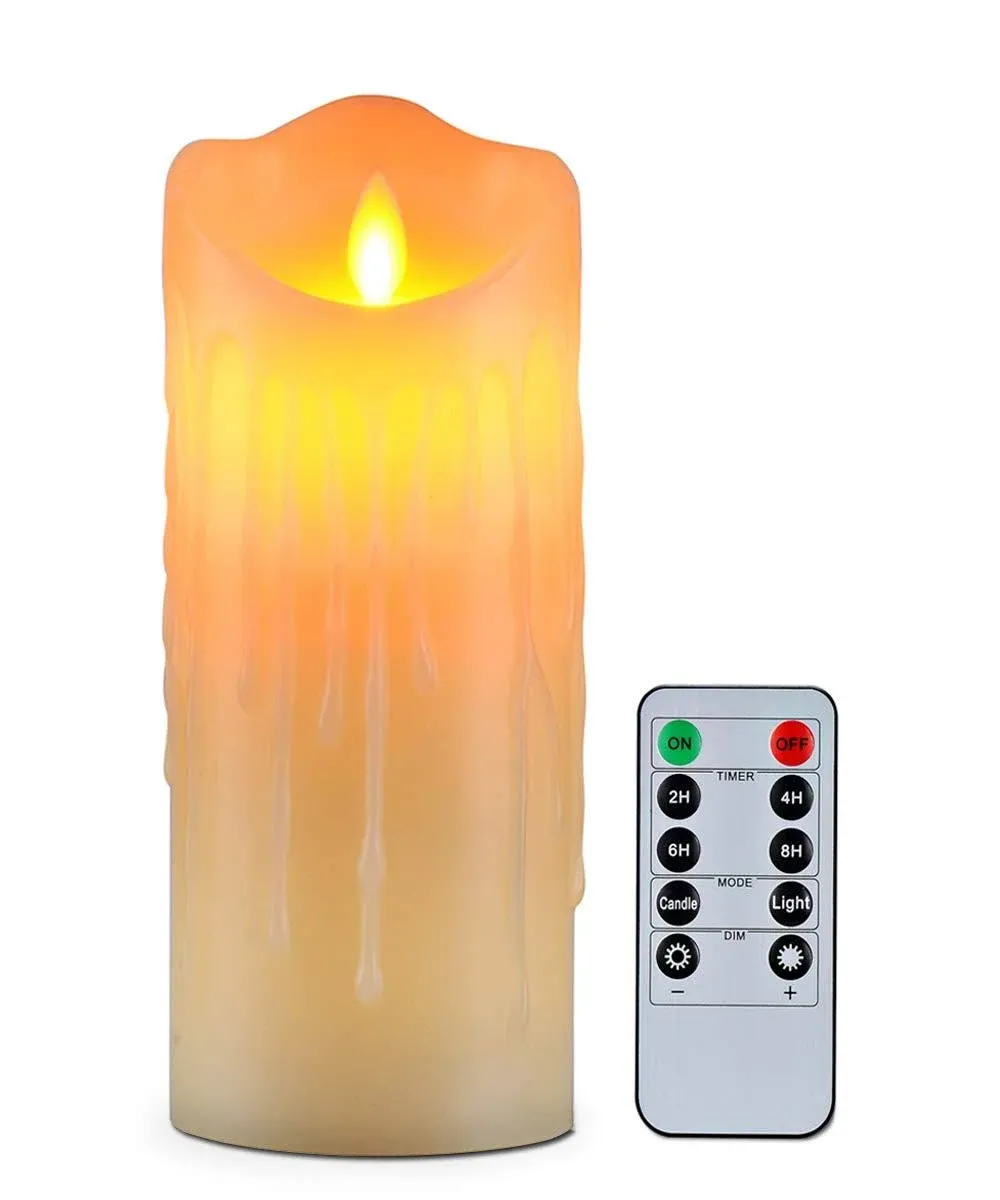 Flameless Candles with 10 Key Remote Timer Flickering Tear Wave Shaped Tealig...