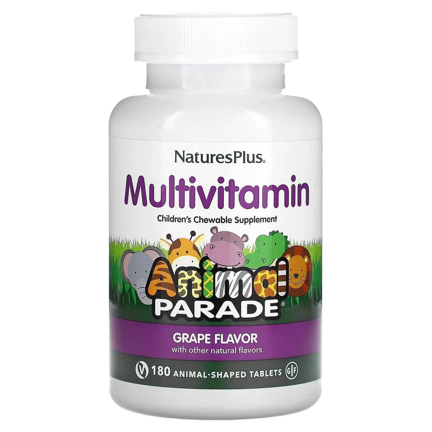 Nature's Plus Animal Parade Children's Chewable Multi-Vitamin, Grape - 180 tablets