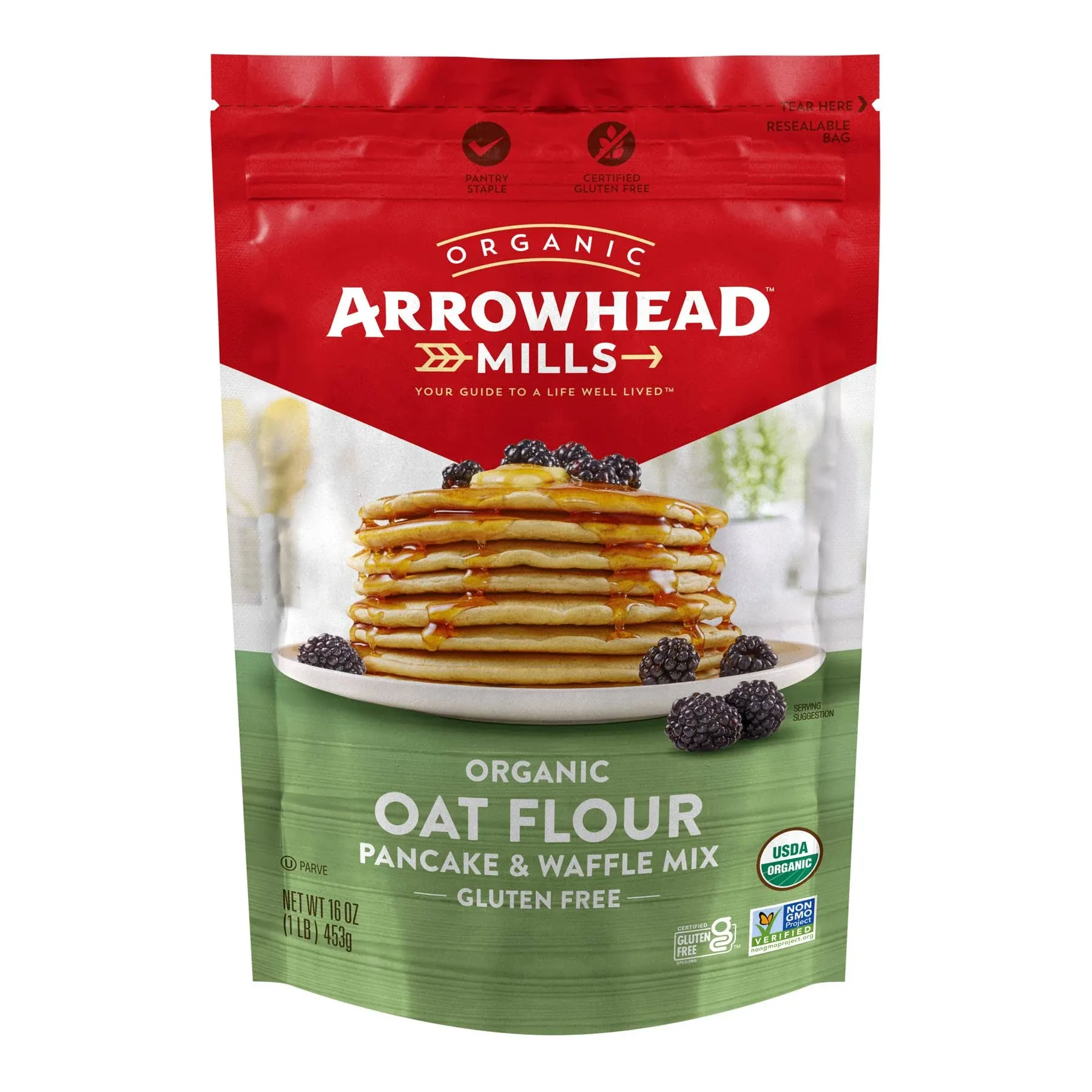 Arrowhead Mills Pancake & Waffle Mix, Organic, Gluten Free, Oat Flour - 16 oz