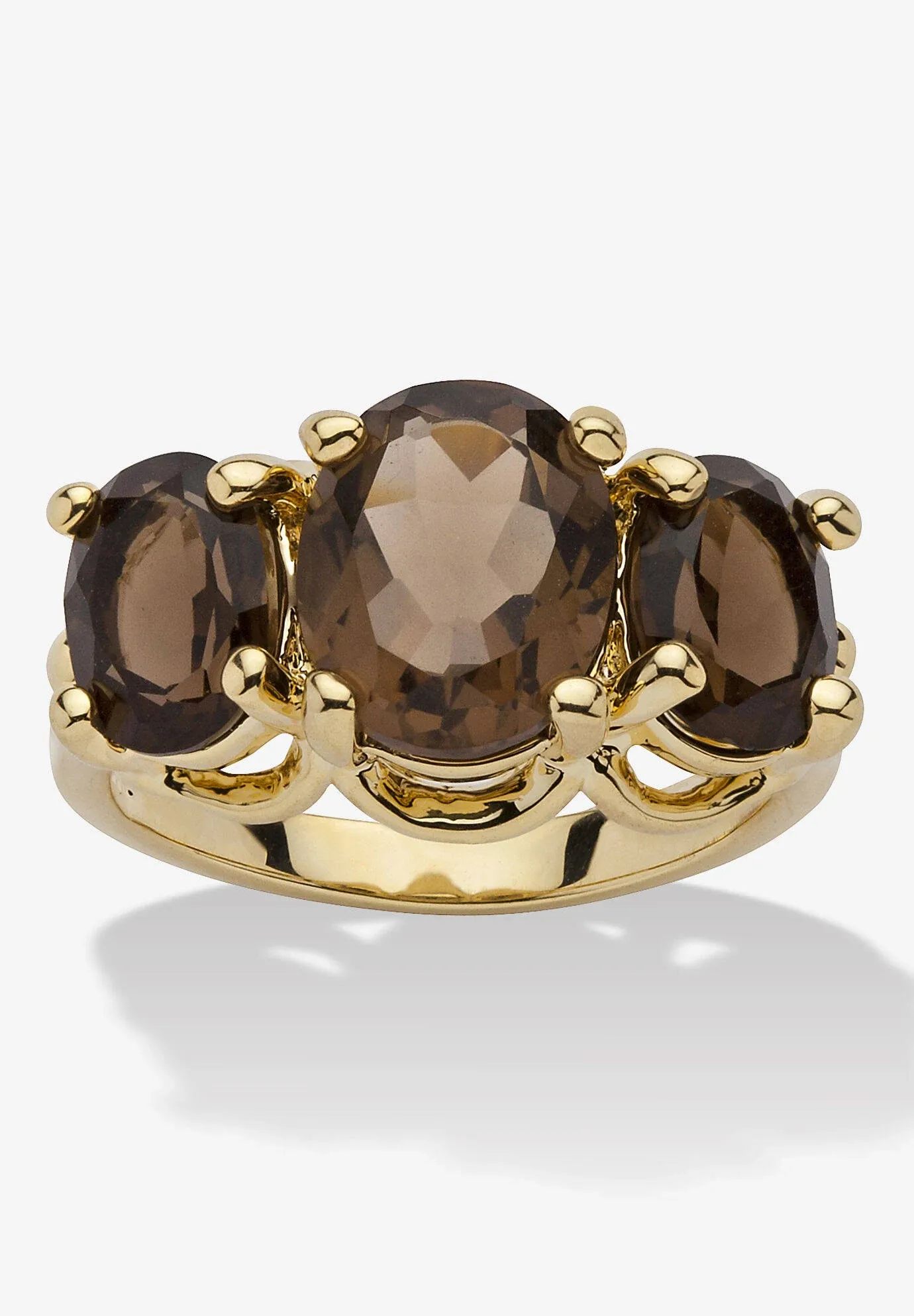 PalmBeach Jewelry 4.90 TCW Oval Cut Genuine Smoky Quartz 14K Yellow Gold-Plated 3 ...