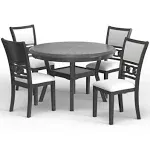 New Classic Furniture Gia 5-Piece Round Dining Set with 1 Dining Table and 4 Chairs, 47-Inch, Brown