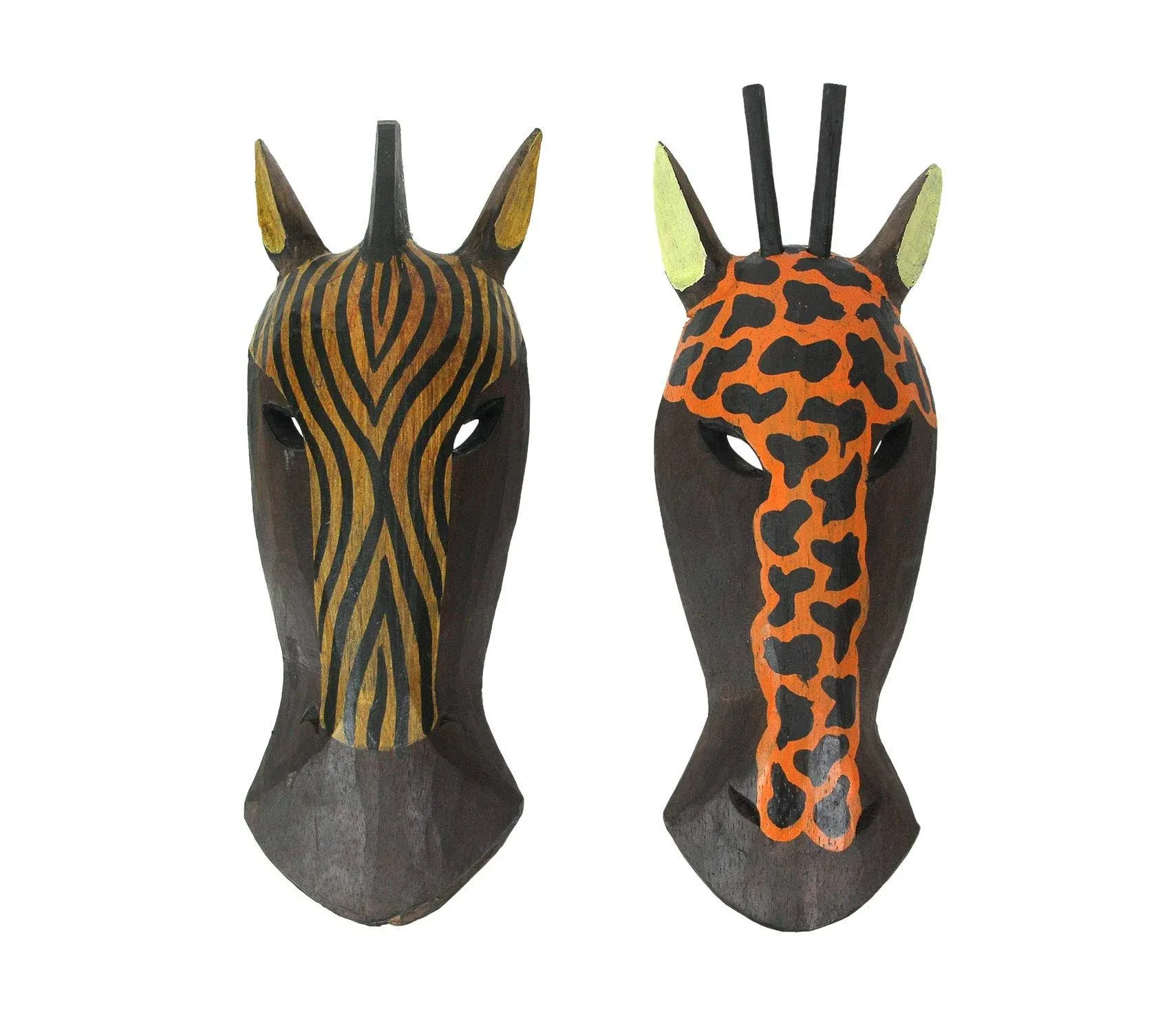 African Zebra and Giraffe Mask Wall Hangings